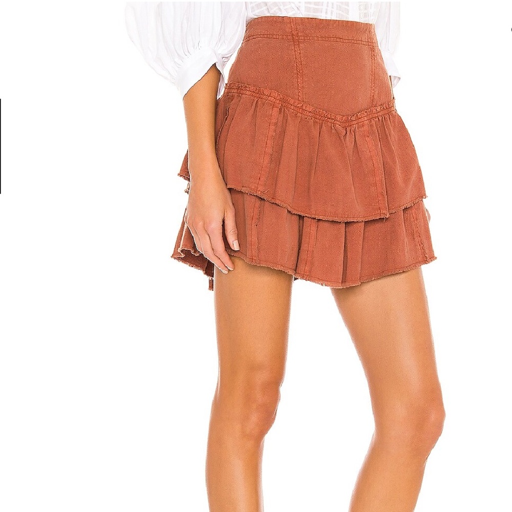 Free People Rust Tiered Mini Skirt